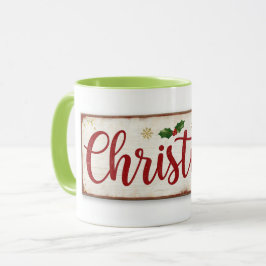 caneca com escrita de natal