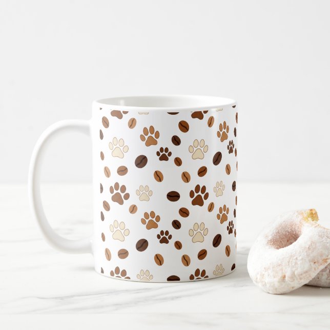 Caneca com Estampa de Pata Fofa e Grão de Café (Com Donut)