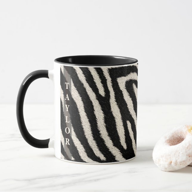 Caneca com Estampa de Zebra e Nome Personalizado (Com Donut)