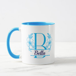 Caneca com Floral Monograma Personalizado Letra B 