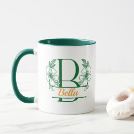 Caneca com Floral Personalizado Letra B - Personal