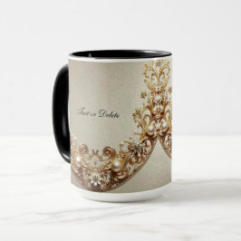 Caneca com Floreio Dourado Ornamentado