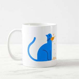 Caneca com fome do gato das mulheres & de café da