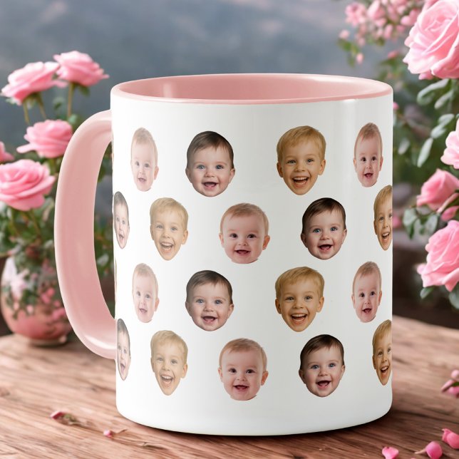 Caneca com Foto do Bebê 3 Rosto, Presente Personal (Criador carregado)