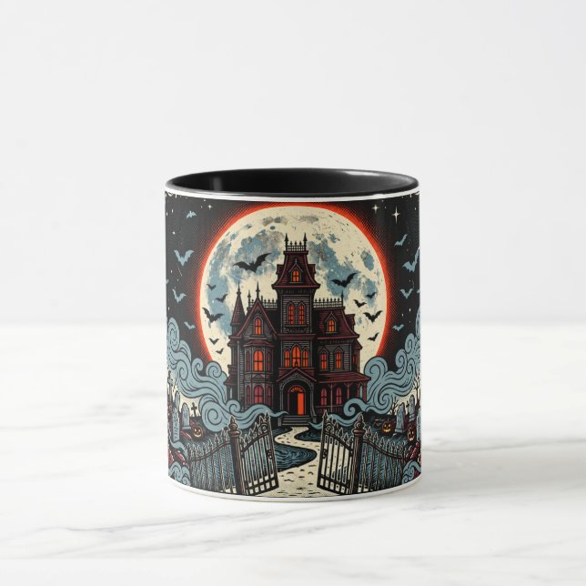 Caneca com Ilustração da Mansão Assombrada (Centro)