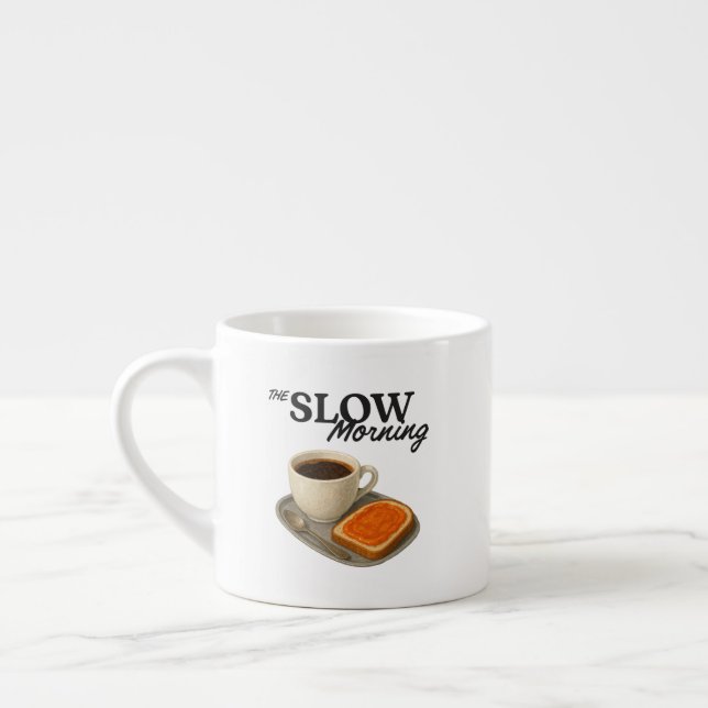 Caneca com ilustração de café e torrada (Esquerda)