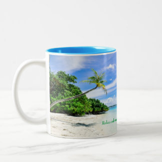 Caneca com impressão interior & tropical azul