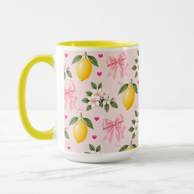 Caneca com Laço de Flor de Limão Rosa | Presente F (Esquerda)