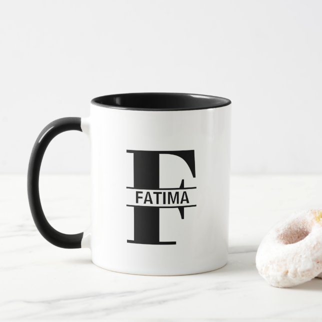 Caneca com Letra de Nome Personalizado 'F' (Com Donut)