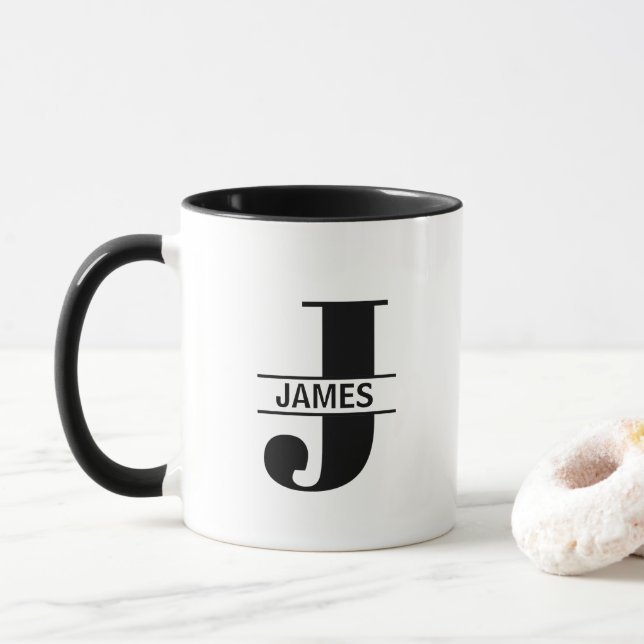 Caneca com Letra de Nome Personalizado 'J' (Com Donut)