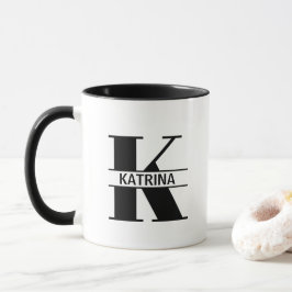 Caneca com Letra de Nome Personalizado 'K'