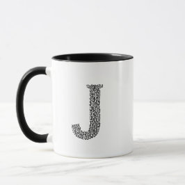 Caneca com Letra J Inicial – Estilo Moderno Simple