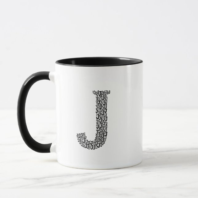 Caneca com Letra J Inicial – Estilo Moderno Simple (Esquerda)