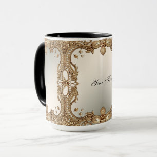 Caneca com Moldura Dourada Ornamentada