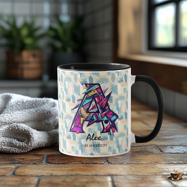 Caneca com Monograma Geométrico Abstrato Personali (Criador carregado)