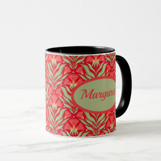 Caneca com Nome de Flores de Natal Vermelhas