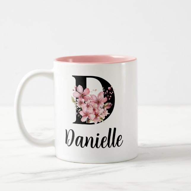 Caneca com Nome Floral, Xícara de Café Personaliza (Esquerda)