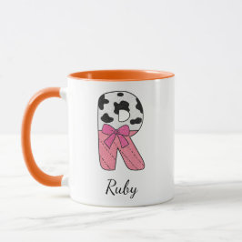 Caneca com Nome Inicial Personalizado | Vaca Rosa