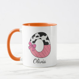 Caneca com Nome Inicial Personalizado | Vaca Rosa