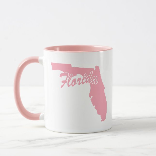 Caneca com o Estado da Flórida Cor-de-Rosa (Esquerda)