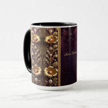 Caneca com Ornamento Floral Dourado