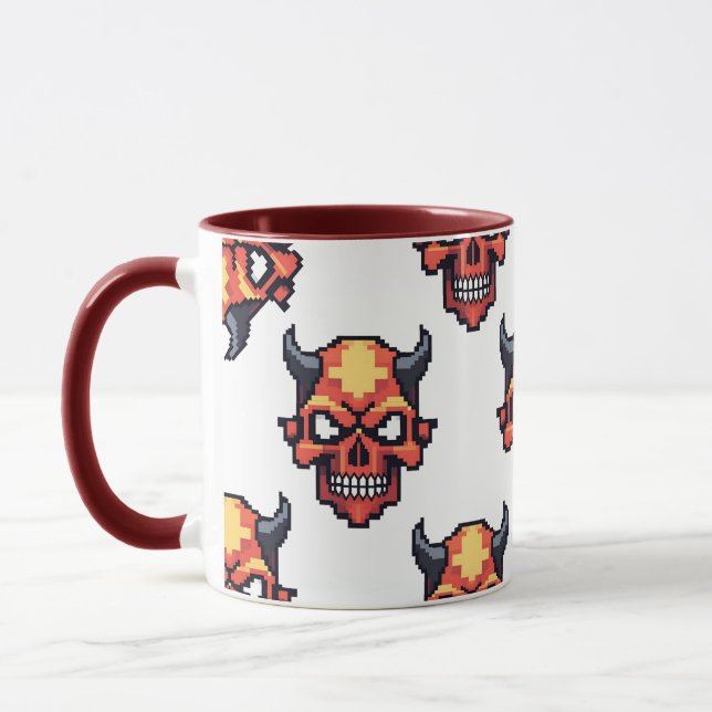 Caneca com Padrão Clássico de Caveira de Diabo Pix (Esquerda)