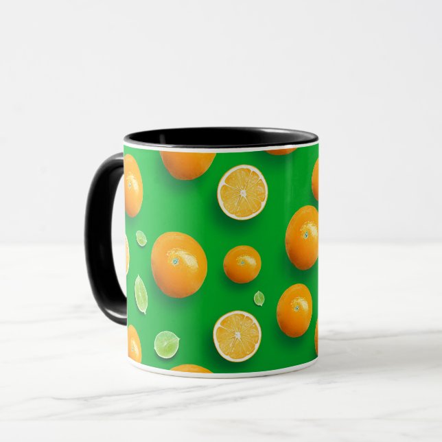 Caneca com padrão de arte de frutas cítricas moder (Frente Esquerda)