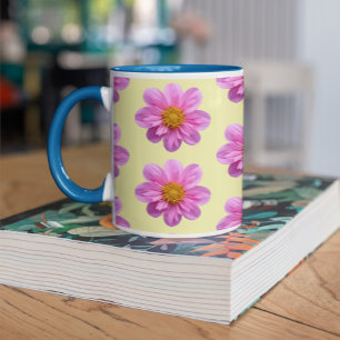 Caneca com padrão de Dália Rosa