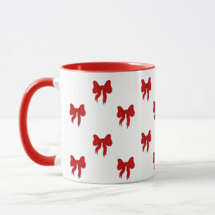 Caneca com Padrão de Laço Vermelho Fofo Presente