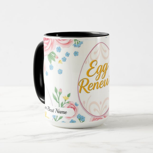 Caneca com Padrão de Renovação de Ovo (Frente Esquerda)