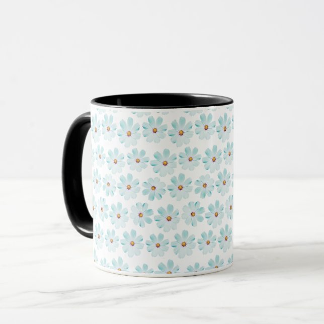 Caneca com padrão floral Blue Daisy (Frente Esquerda)