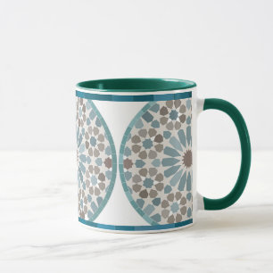 Caneca com Padrão Geométrico Marrom e Verde