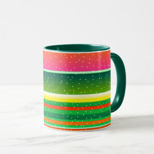 Caneca com padrão listrado artístico de Natal mode