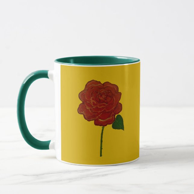 Caneca com Pintura à Mão de Rosa Festiva (Esquerda)