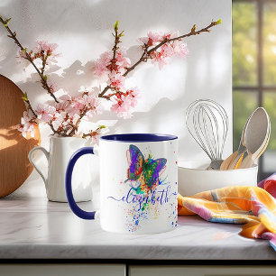 Caneca com respingos de borboleta personalizada