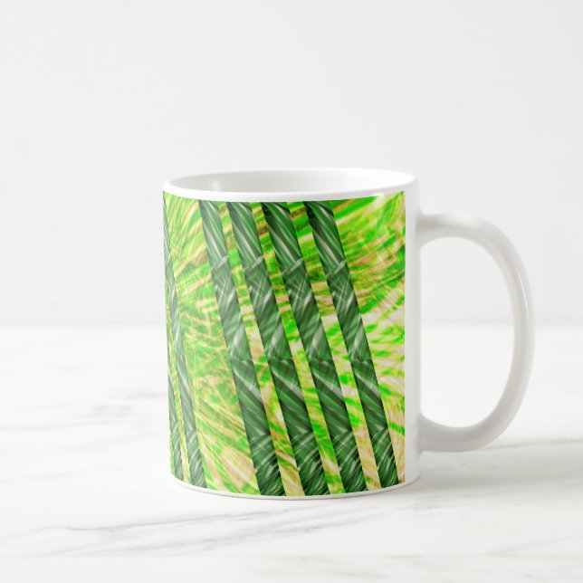 Caneca com riscos e faixas verdes, amarelo e oliva (Direita)