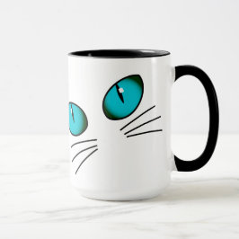 Caneca com Rosto de Gato de Olhos Azuis, Caneca de