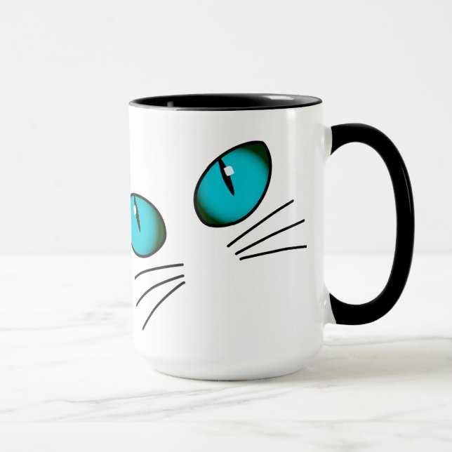 Caneca com Rosto de Gato de Olhos Azuis, Caneca de (Direita)