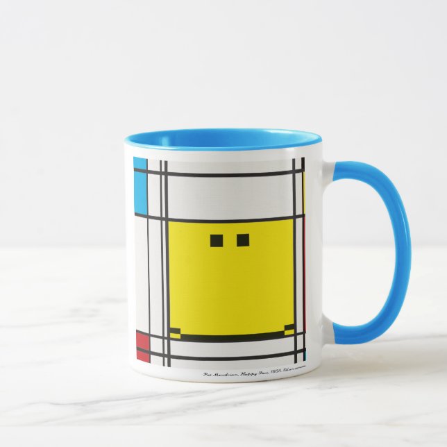caneca com rosto feliz mondrian (Direita)