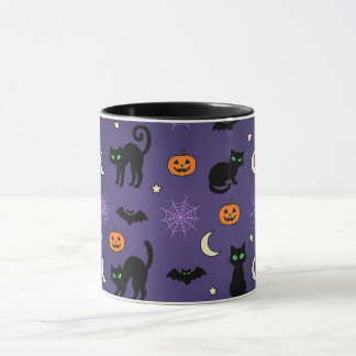 Caneca com Tema de Halloween de Gato Preto - Fofa