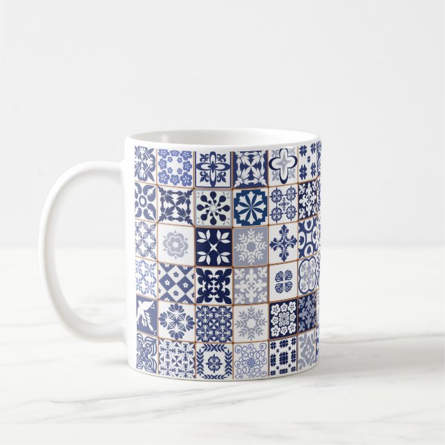 Caneca com teste padrão português dos azulejos - (Esquerda)