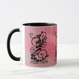 Caneca com Videira Preta em Fundo Rosa