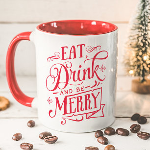 Caneca Coma, Beba E Alegre-se Tipografia Vermelha de Féri