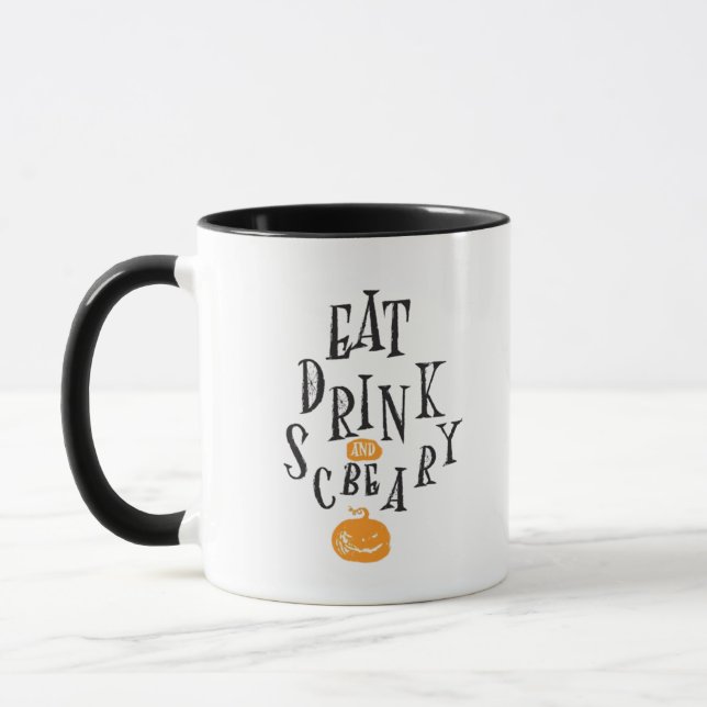 Caneca Coma, Beba E Seja Assustador Feliz Halloween Vinta (Esquerda)