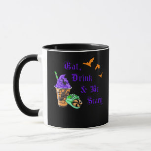 Caneca Coma, Beba E Seja Assustador Halloween Minimal Lim