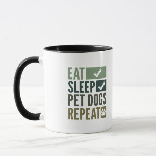 Caneca coma cães de estimação, repita o amante engraçado 