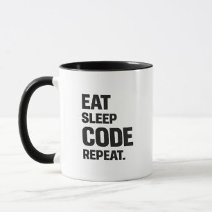 Caneca Coma Código Dormir Repita – Humor Divertido de Pro
