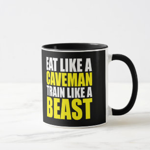Caneca Coma Como Um Homem De Caveira, Treina Como Uma Bes
