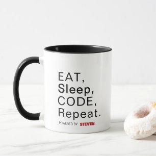 Caneca Coma, Dorme, Código, Repita. Acionado por [Nome pe