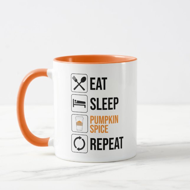 Caneca Coma. Durma. Pumpkin Spice. Repetir (Esquerda)